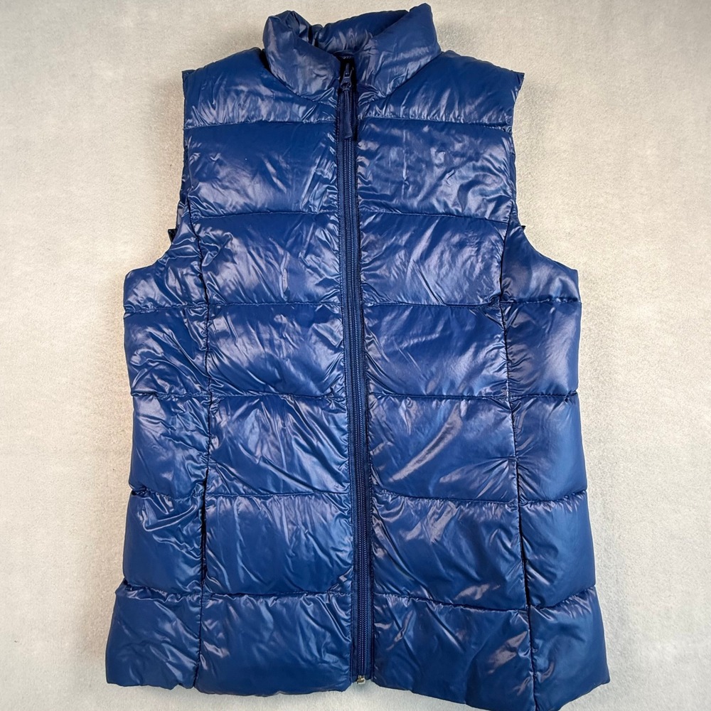 Dip Puffer Vest Royal Cobalt Blue Quilted Full Zip Sleeveless Jacket Small Y2K